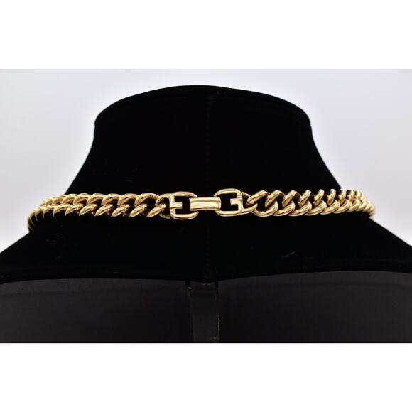 Givenchy Vintage Coin Medallion Collar Necklace Chunky Curb Gold Signed BinBM - Picture 6 of 12